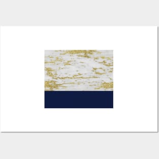 Faraldi gold marble and French navy Posters and Art